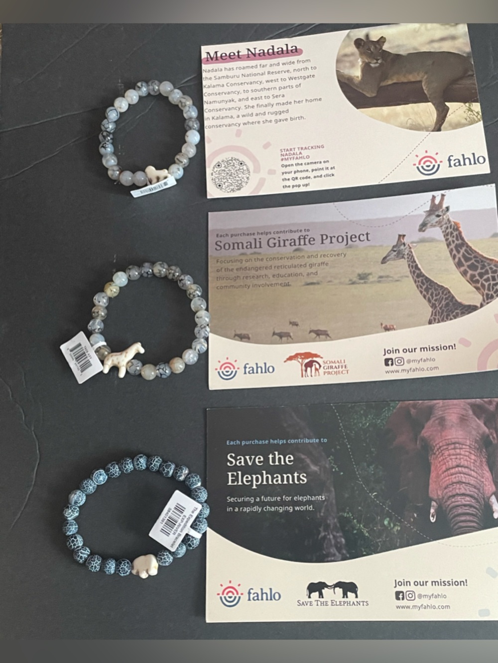 Fahlo Brand new not activated  group of 3 Beaded Stretch Bracelet